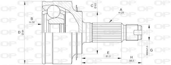 OPEN PARTS Šarnīru komplekts, Piedziņas vārpsta CVJ5606.10